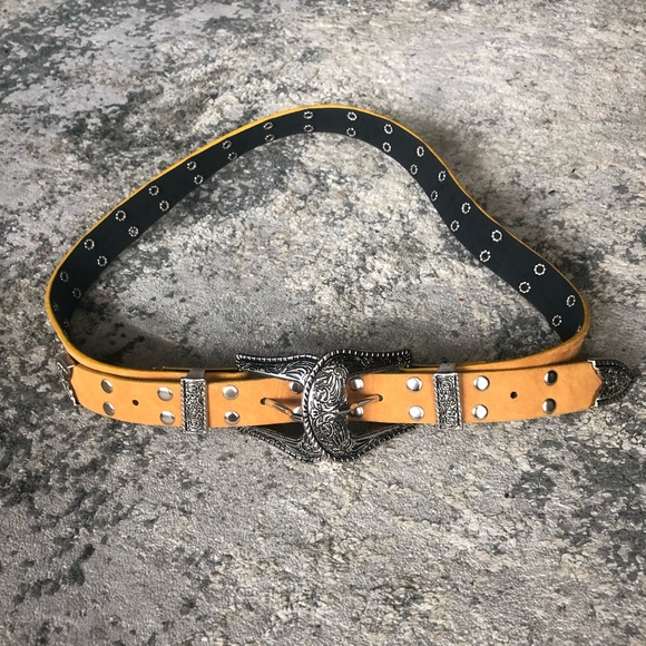 Suede & leather double buckle belt - Picture 1 of 5